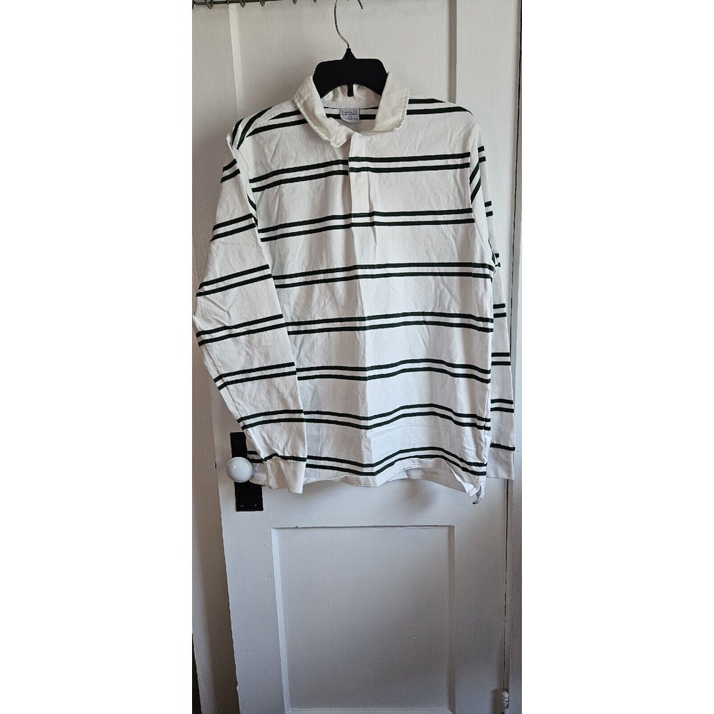 Loose Fit cotton‎ on garments Large white/green stripe men polo shirt